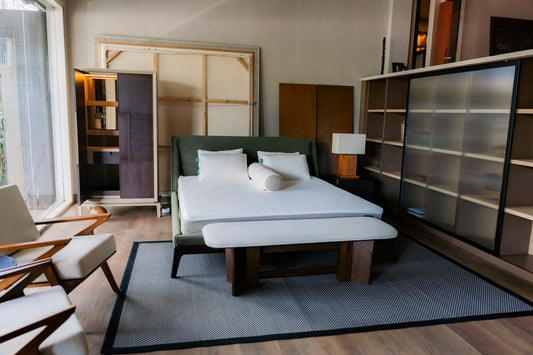 A bedroom in Bali during the wet season