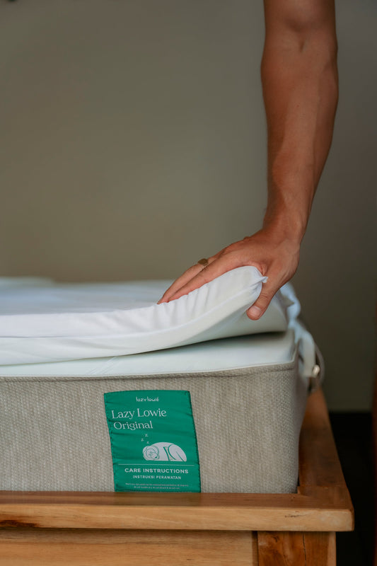 A Lazy Lowie mattress with its removable Tencel fibre outer cover